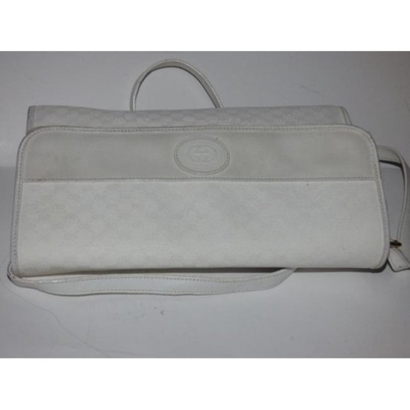 Gucci Vintage White Small G Logo 2-Way Bag Coated Canvas Leather - Picture 3 of 12